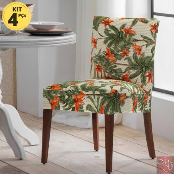 Kit capa de cadeira 4 peças estampada