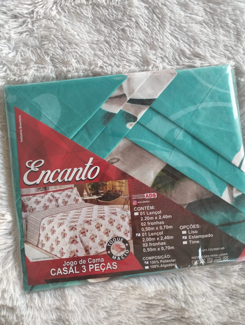 Jogo de Cama Encanto Casal Box em Poliester- 3pcs