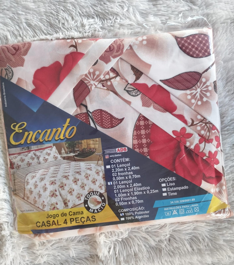 Jogo de Cama Encanto Casal Box em Poliester- 4pcs