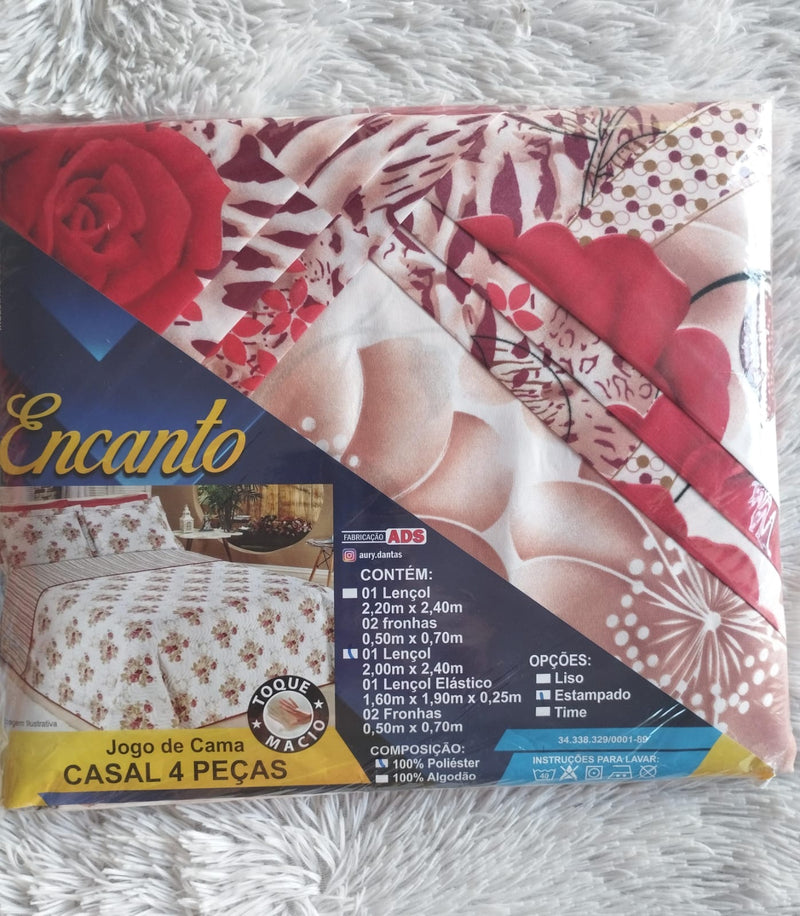 Jogo de Cama Encanto Casal Box em Poliester- 4pcs