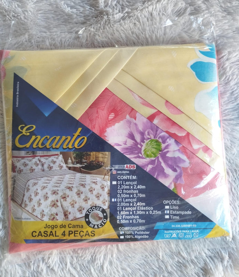 Jogo de Cama Encanto Casal Box em Poliester- 4pcs