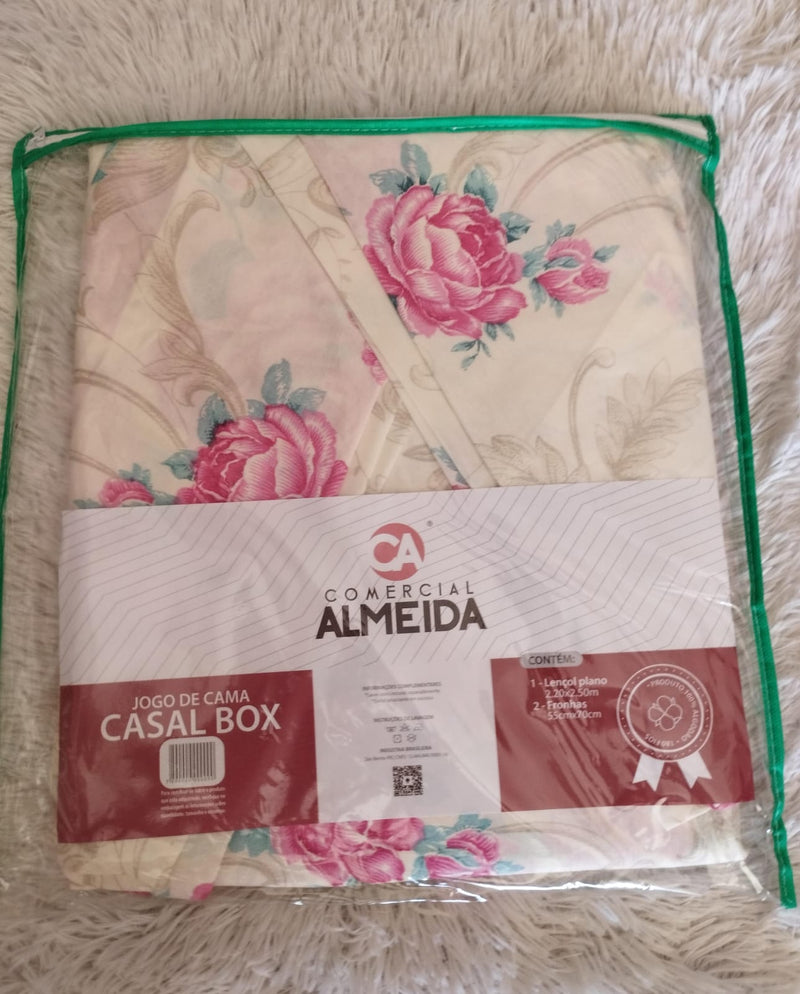 Jogo de Cama Almeida Casal Box 100% Algodão- 3pcs