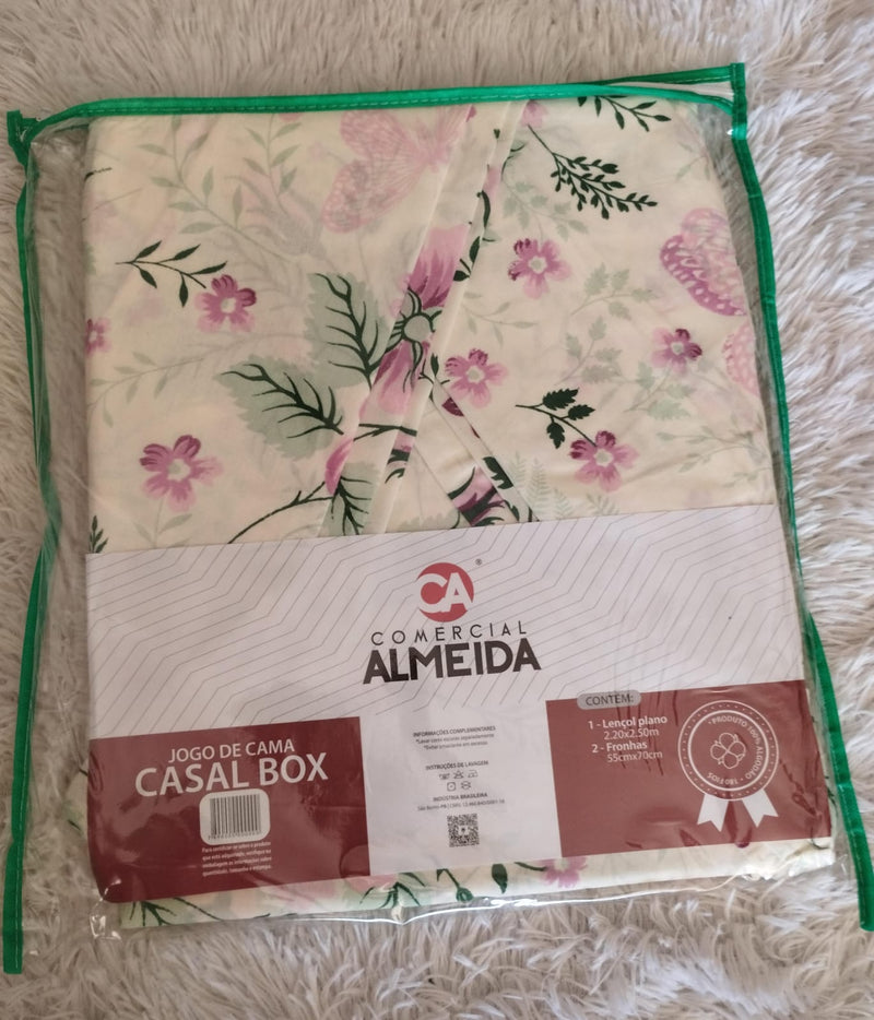Jogo de Cama Almeida Casal Box 100% Algodão- 3pcs