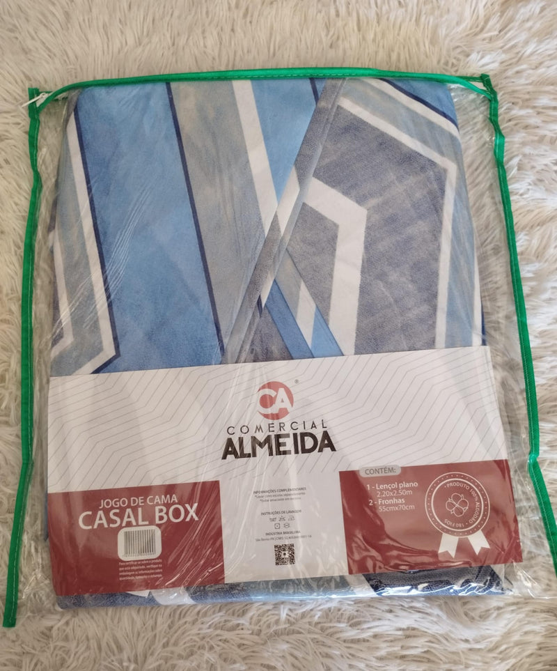 Jogo de Cama Almeida Casal Box 100% Algodão- 3pcs